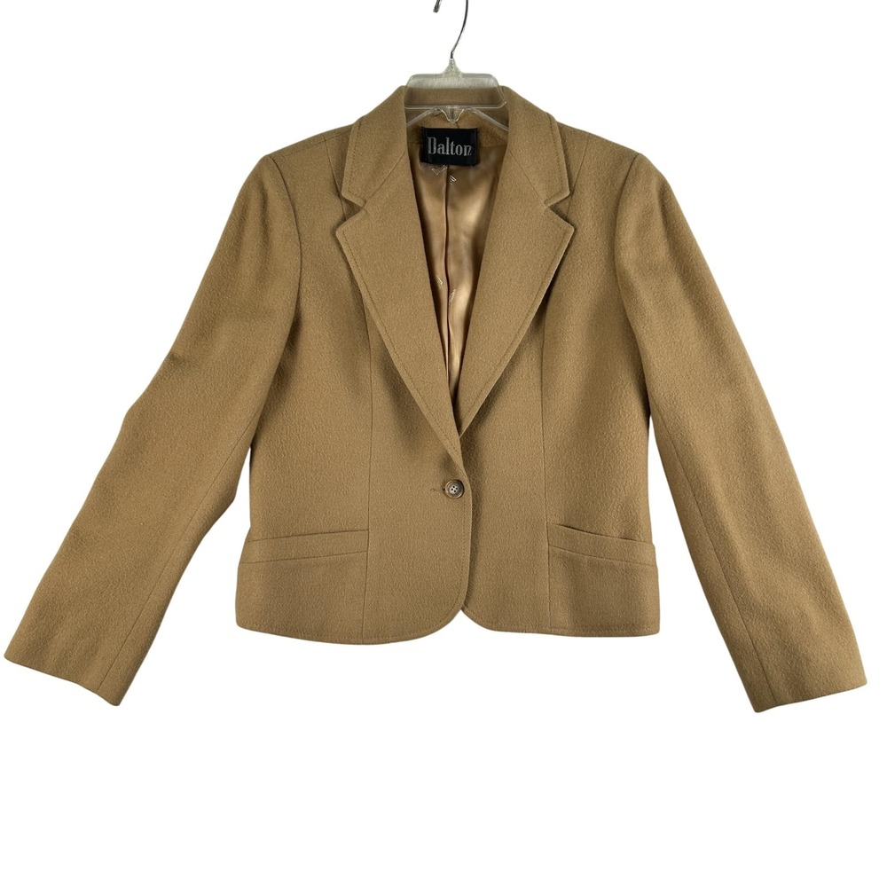 Vintage Dalton Blazer Womens 10 Camel Brown Wool Camel Hair Lined Union Made 90s